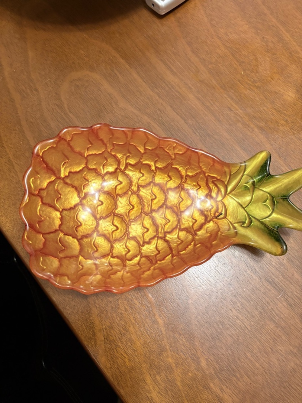 Decorative Pineapple Glass Tray - Orange & Green